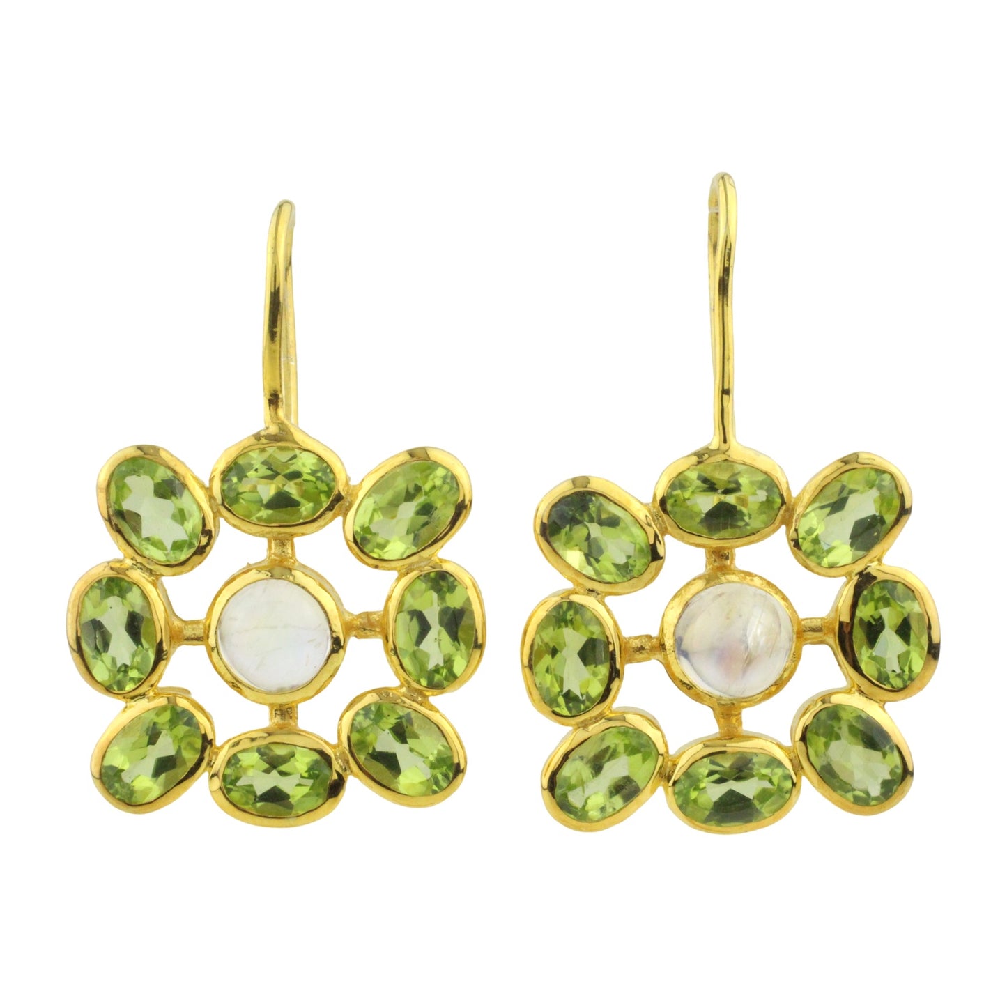 Örhängen med Månsten och Peridot