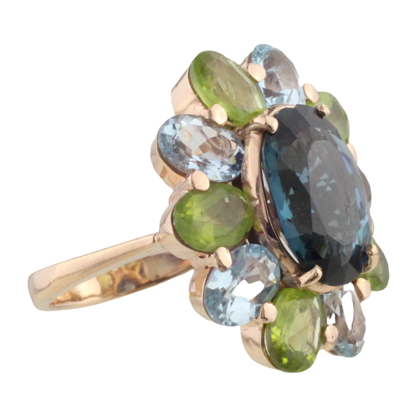 Ring med Topas, Akvamarin och Peridot