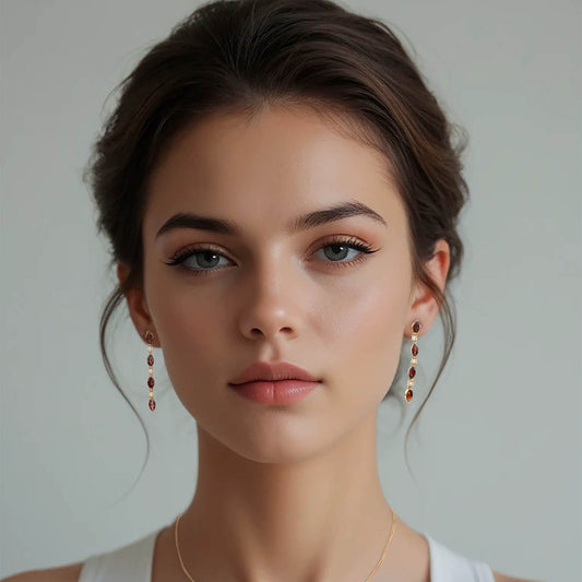 Örhängen med Granater och Topaser