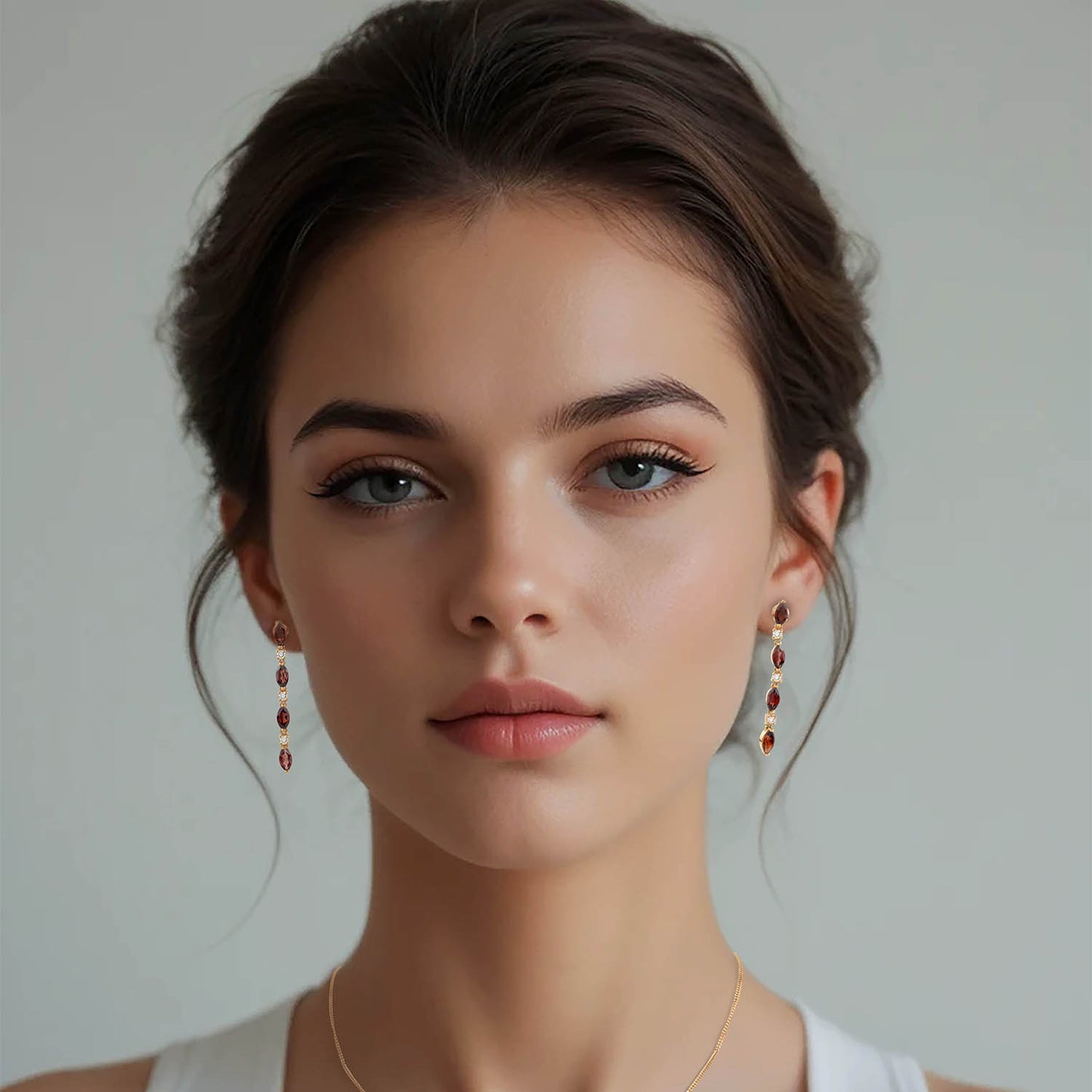 Örhängen med Granater och Topaser