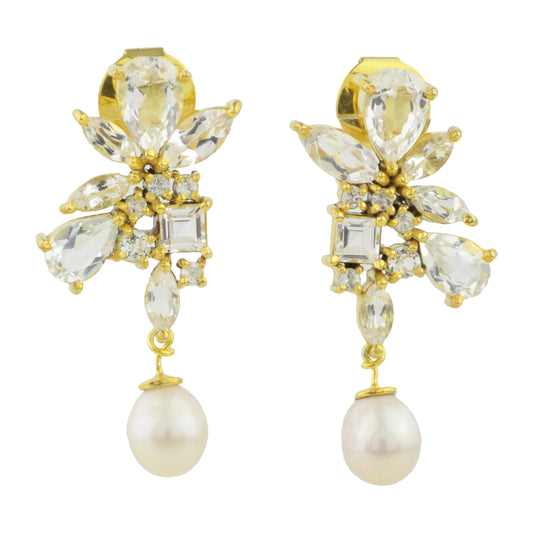 Örhängen med Topas och odlade Pärlor