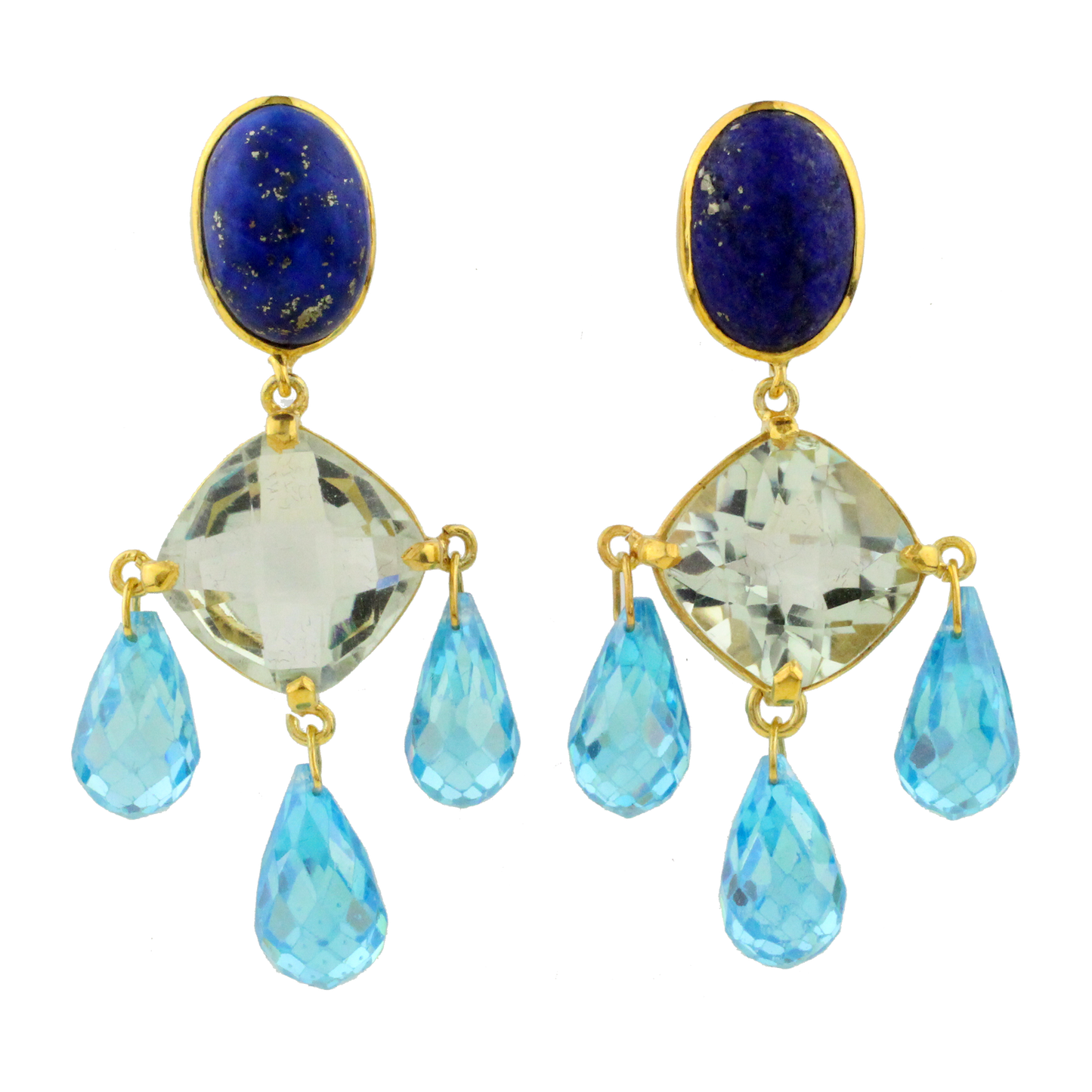 Örhängen med blå Topas, Ametist och Lapis Lazuli