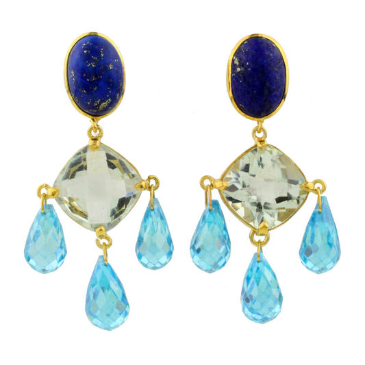 Örhängen med blå Topas, Ametist och Lapis Lazuli