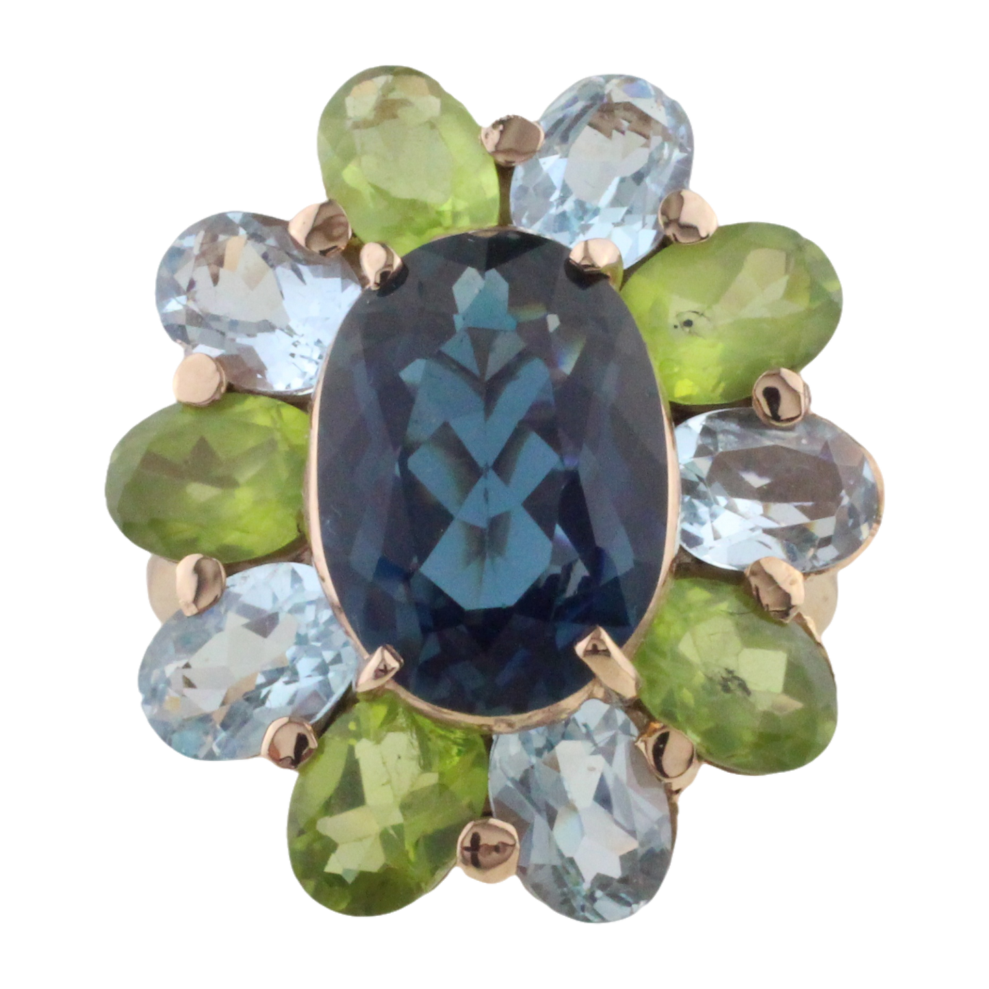 Ring med Topas, Akvamarin och Peridot
