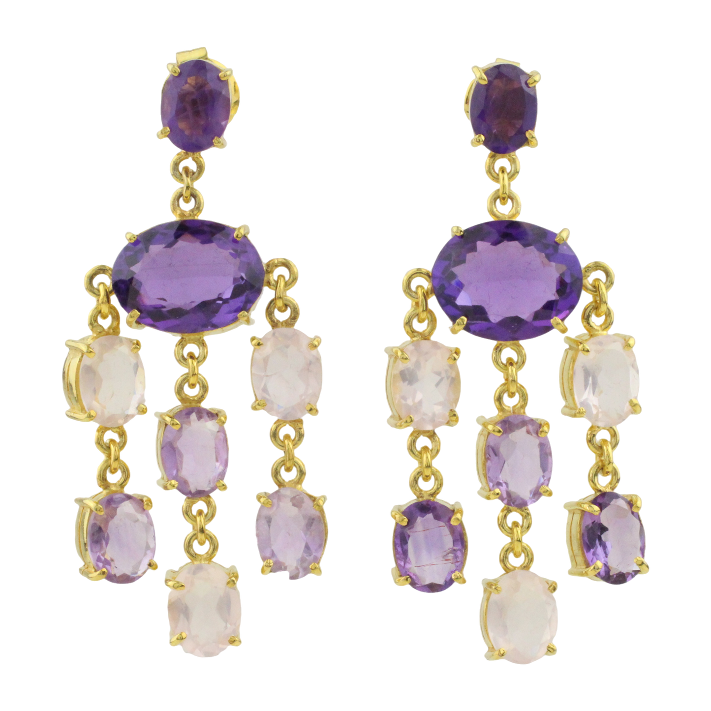 Örhängen med Ametist och Rosenkvarts