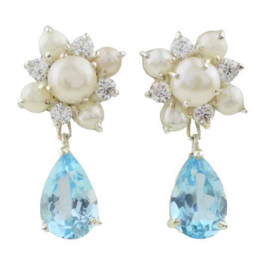 Örhängen med Topas och Pärlor