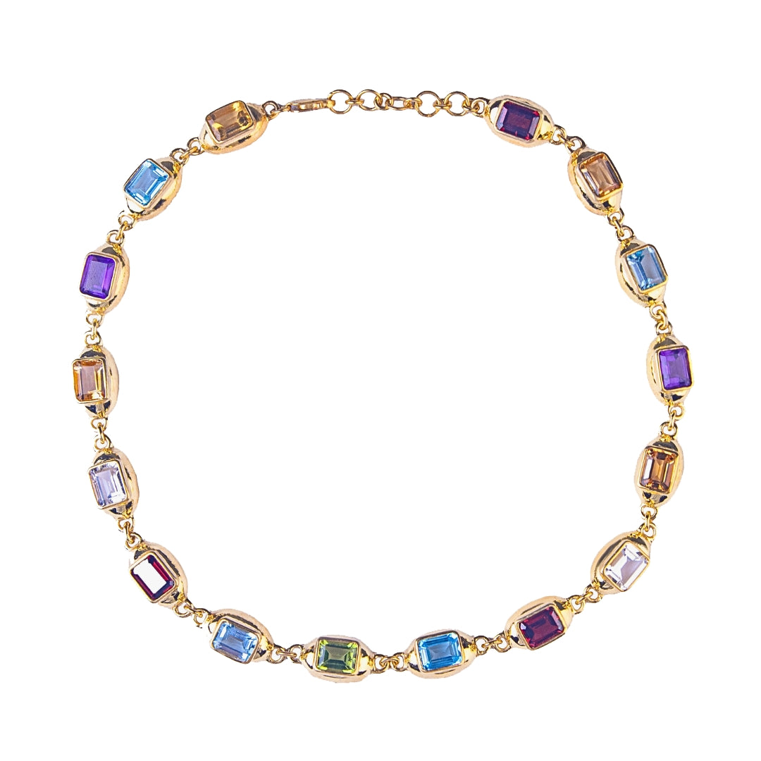 Halssmycke med Ametist, Citrin, Topas och Peridot