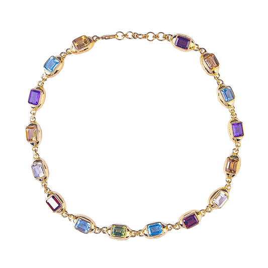 Halssmycke med Ametist, Citrin, Topas och Peridot