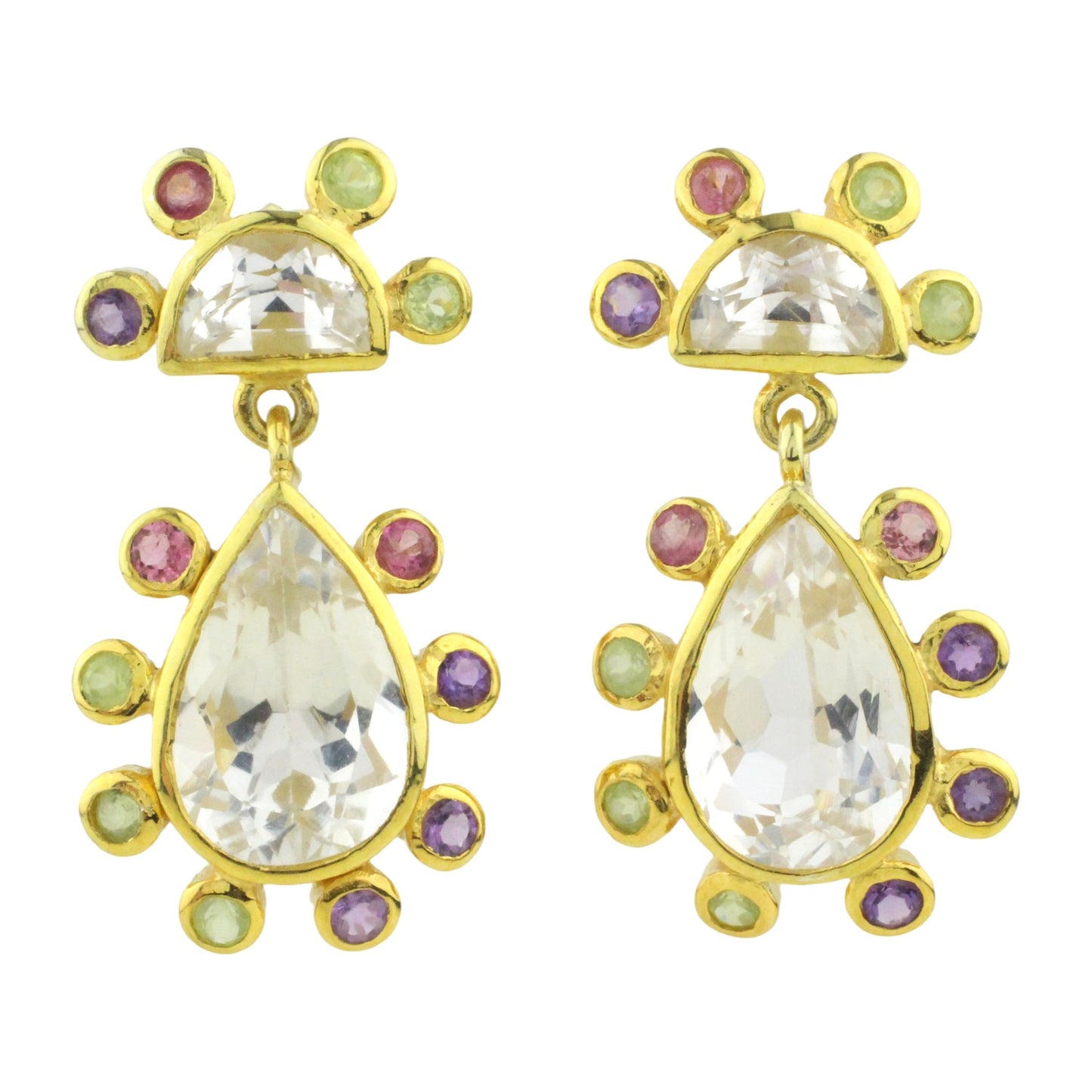 Örhängen med Topas, Peridot, Ametist och Turmalin