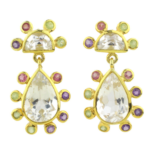 Örhängen med Topas, Peridot, Ametist och Turmalin