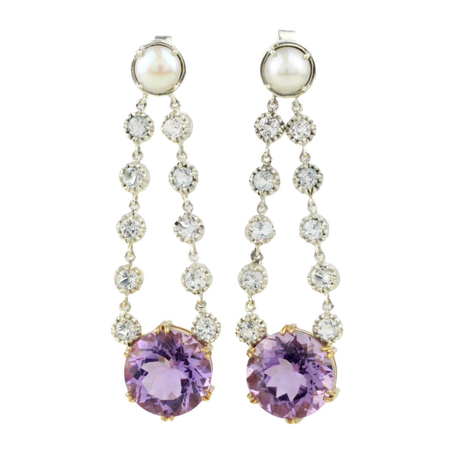 Örhängen med Ametist, Topas och odlade Pärlor