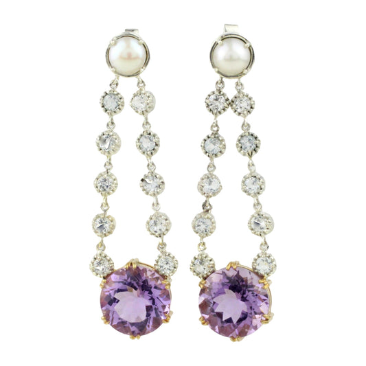 Örhängen med Ametist, Topas och odlade Pärlor