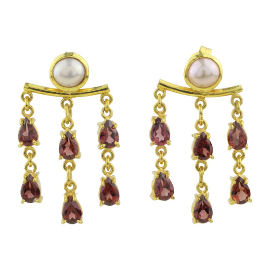 Örhängen med Granat och Pärlor